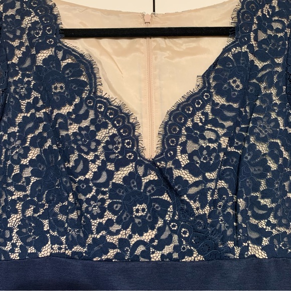 Eliza J Navy Fit & Flare Lace & Faille Navy Cocktail/Formal  Dress - Picture 8 of 11
